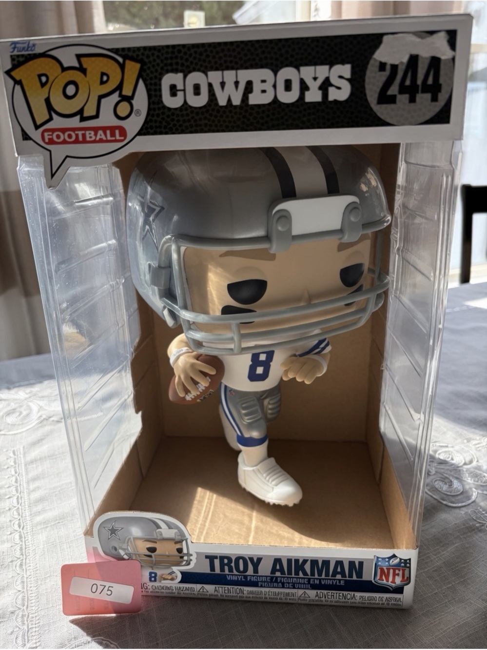 075, Funko Pop! Football Cowboys Troy Aikman - 244 NFL Silver, White & Blue